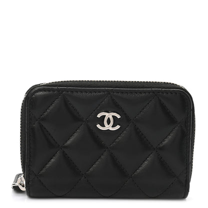 Chanel Lambskin Quilted Zip Coin Purse Black 1 of 7
