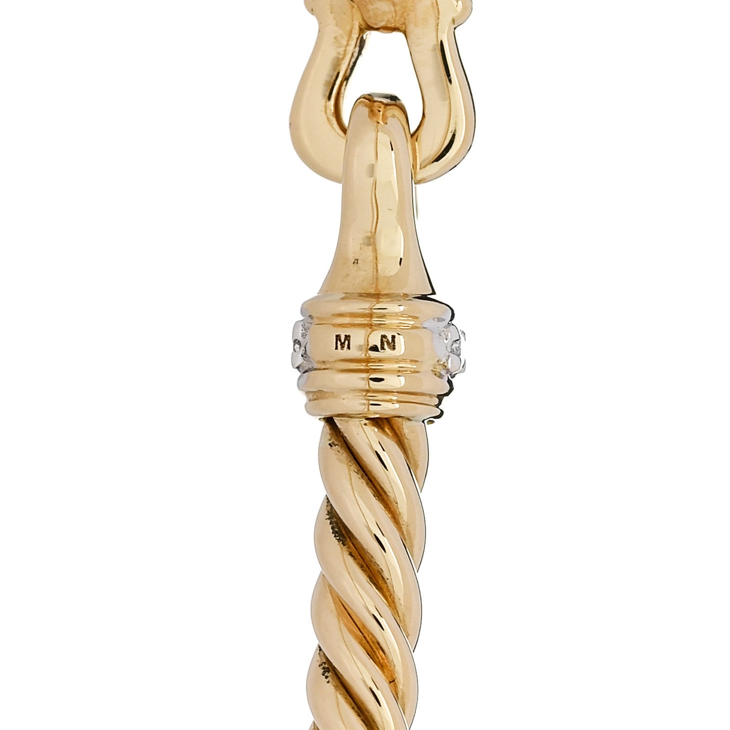 18K Yellow Gold Diamond 2.6mm Cable Collectibles Buckle Bracelet