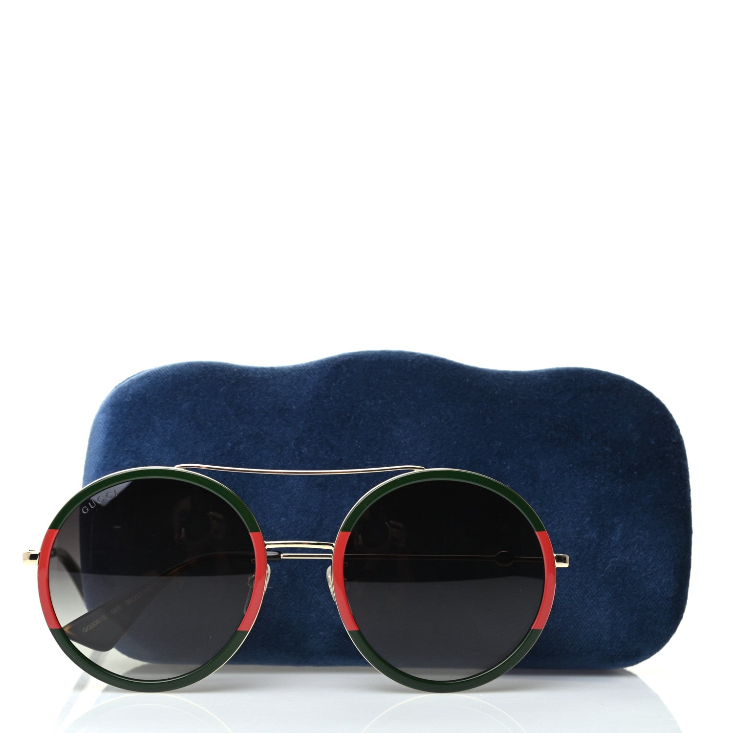 Gucci Metal Round Frame Sunglasses GG0061S Blue Red 8 of 8