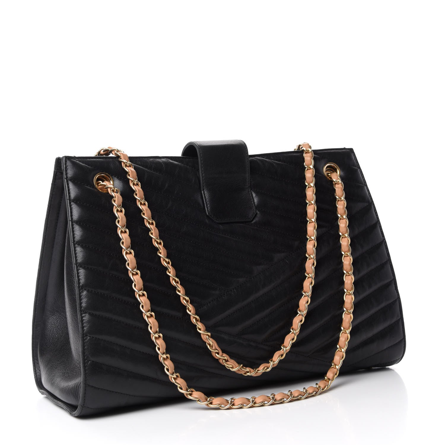 Chanel Calfskin Chevron Quilted Gabrielle Tote Black 3 of 10