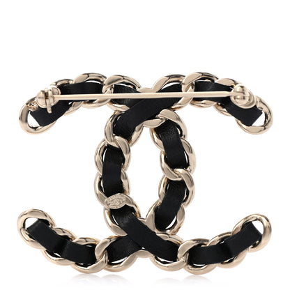 Chanel Lambskin Chain CC Brooch Black Gold 3 of 4