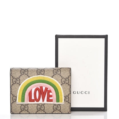 Gucci Soft GG Supreme Monogram Rainbow Embroidered Card Case Wallet 9 of 9
