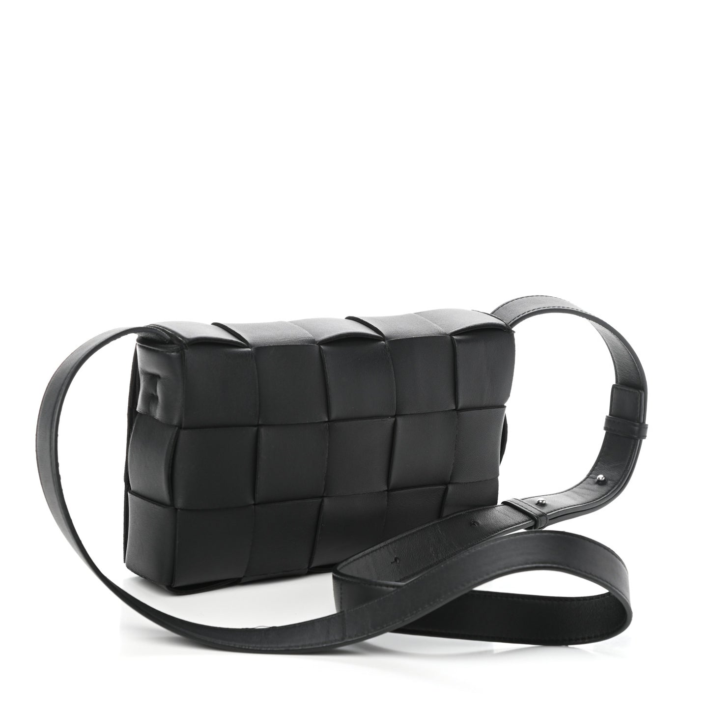 Lambskin Maxi Intrecciato Cassette Crossbody Bag Black