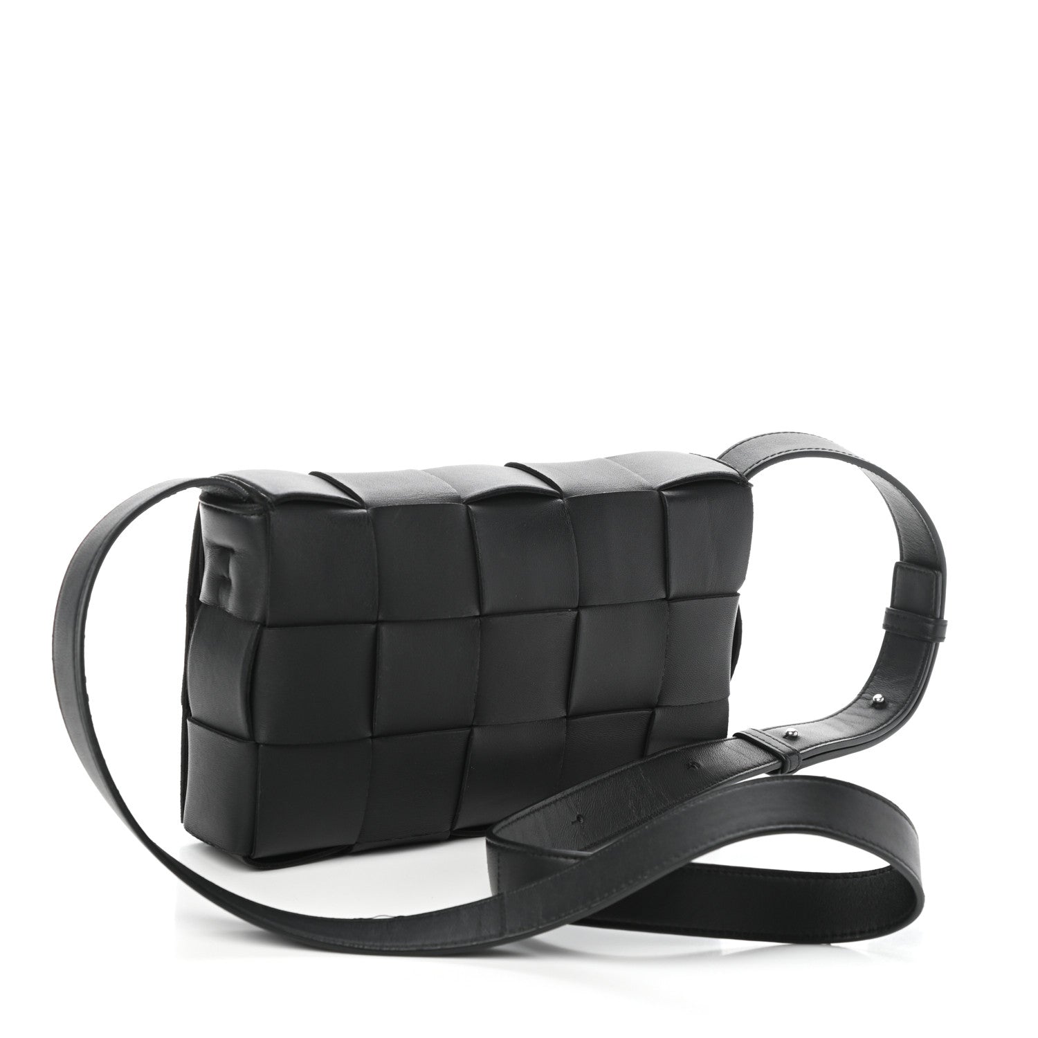 Bottega Veneta Lambskin Maxi Intrecciato Cassette Crossbody Bag Black 3 of 9