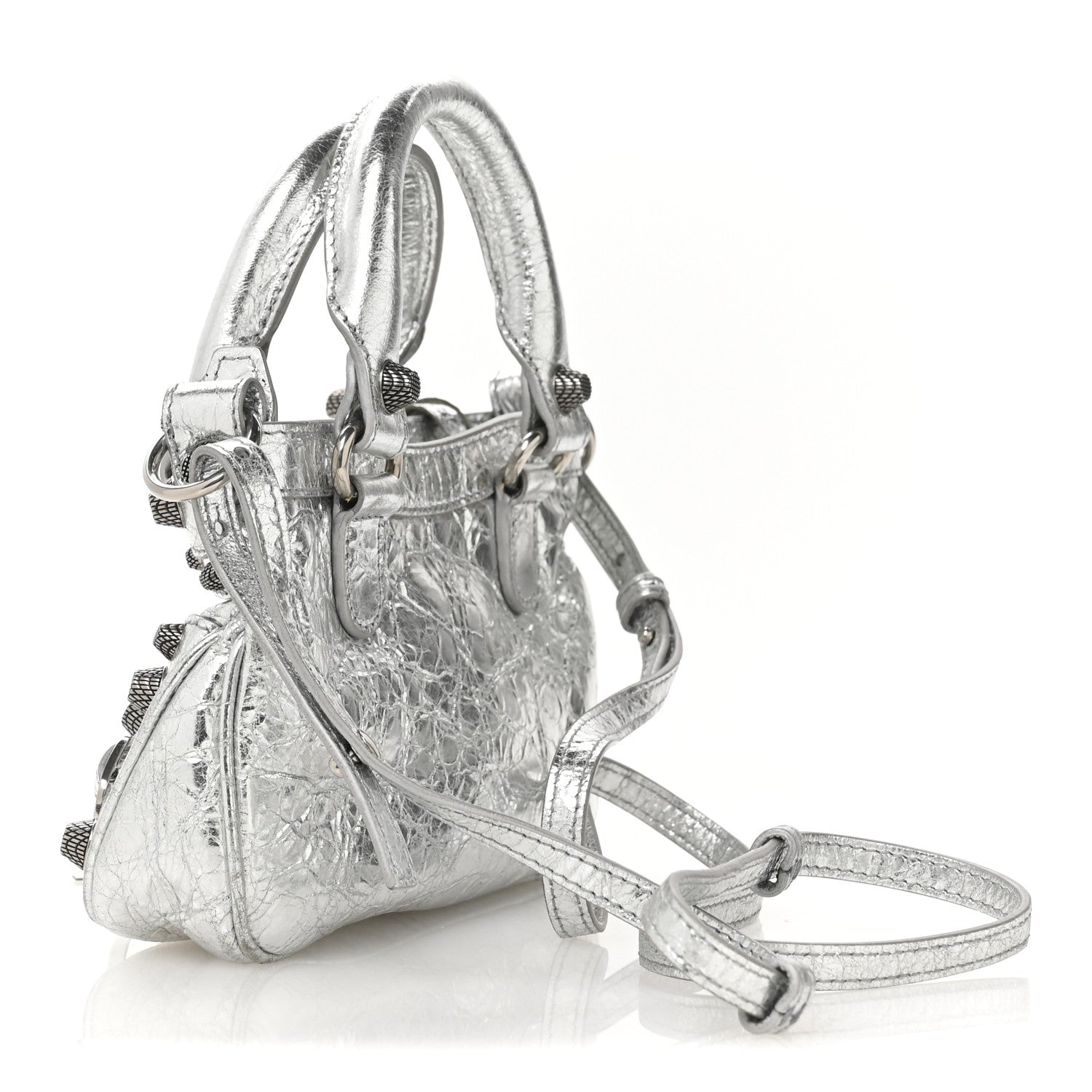 Balenciaga Agneau Arena Neo Cagole Mini Handbag Silver 1720145