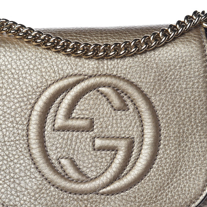 Gucci Metallic Pebbled Calfskin Small Soho Flap Crossbody Golden Beige 14 of 14