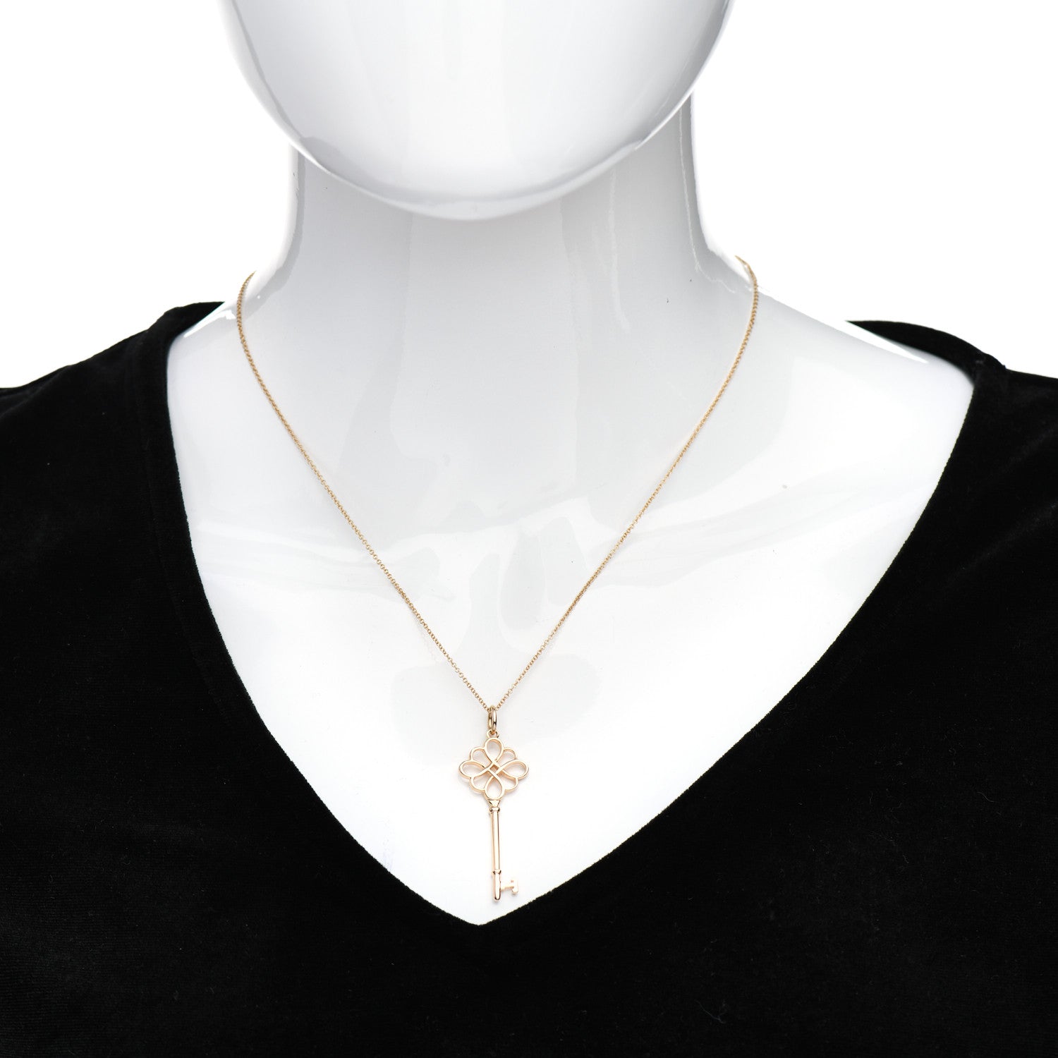 Tiffany 18K Yellow Gold Knot Key Pendant Necklace 2 of 4