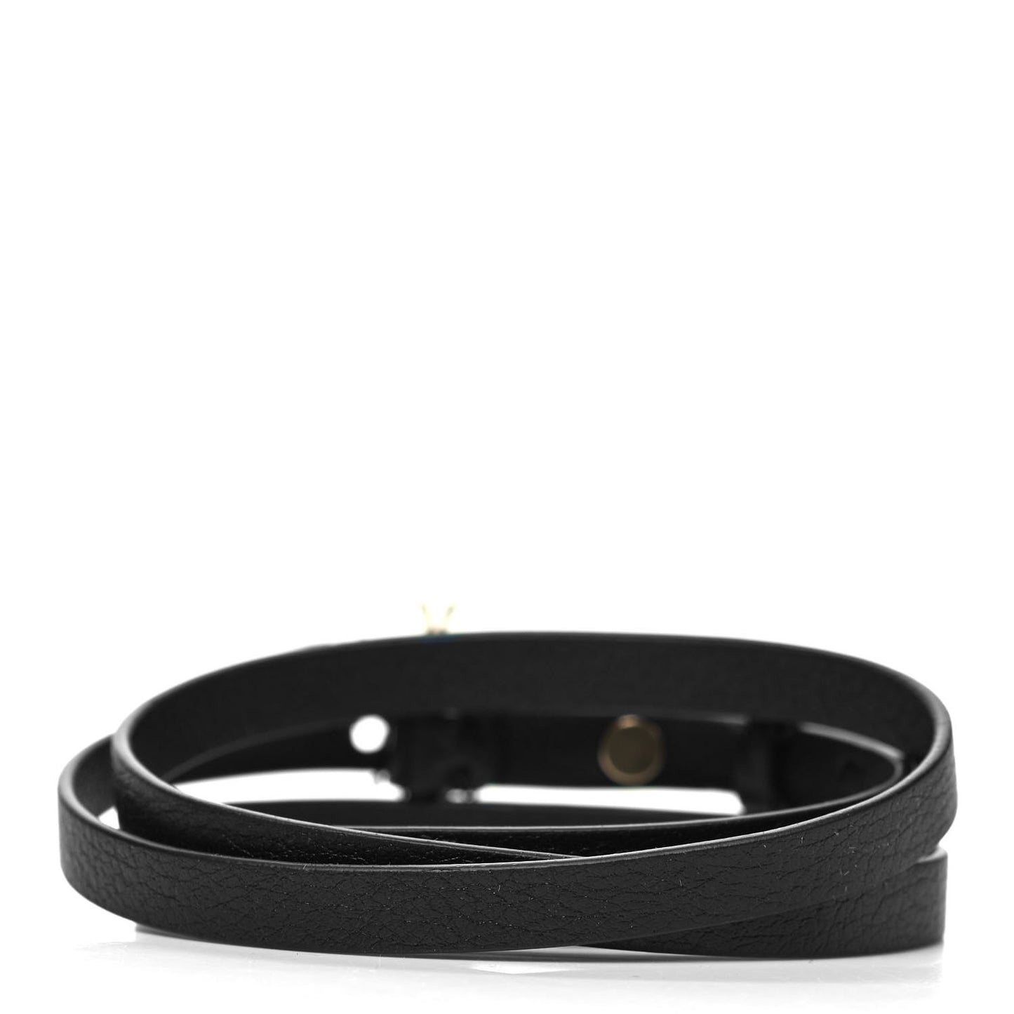 Calfskin Crystal Bee Triple Loop Bracelet Black