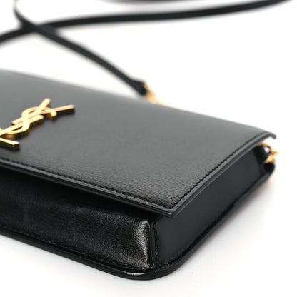 Saint Laurent Grained Calfskin Monogram Phone Holder Crossbody Black 9 of 10