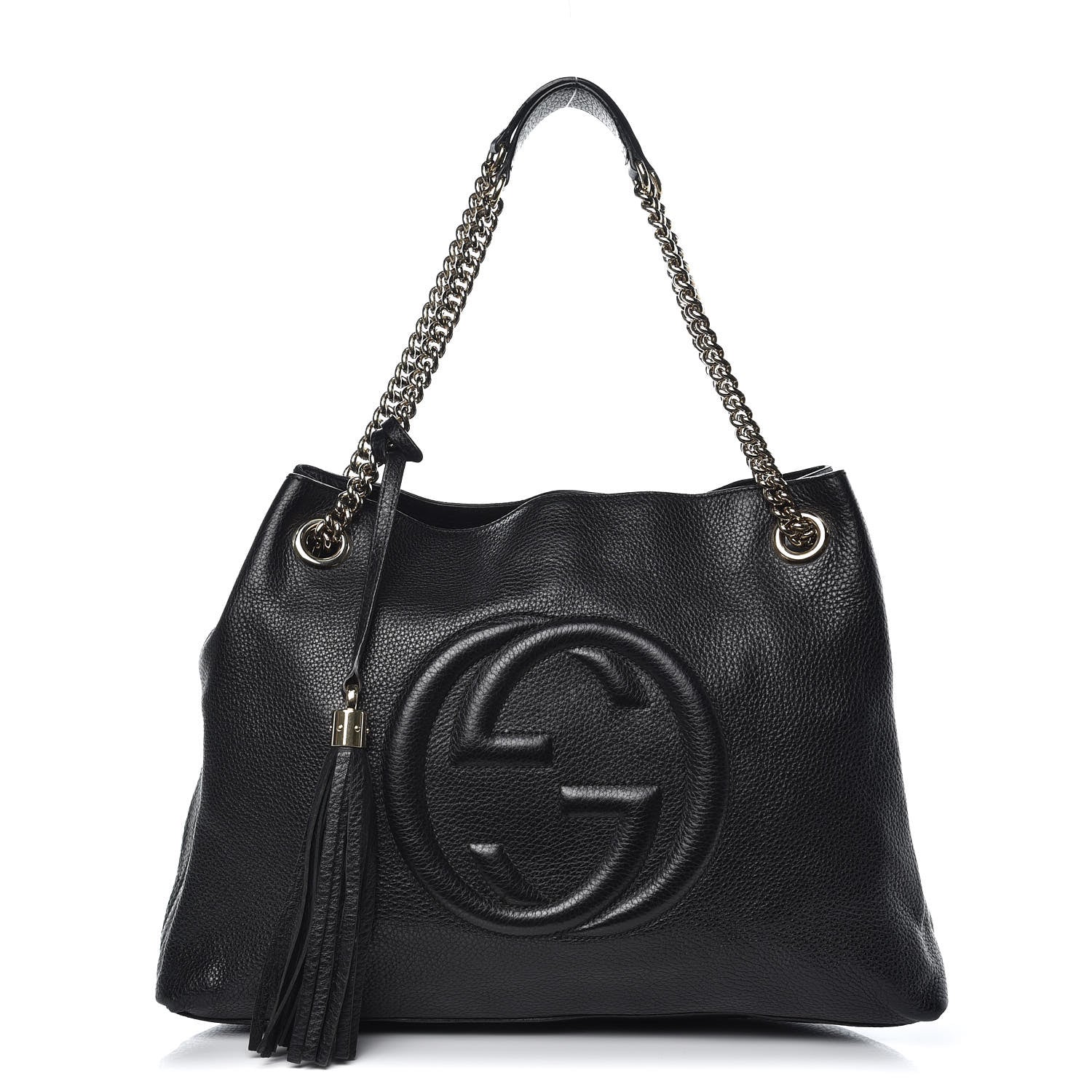 Gucci Pebbled Calfskin Medium Soho Chain Shoulder Bag Black 1 of 15