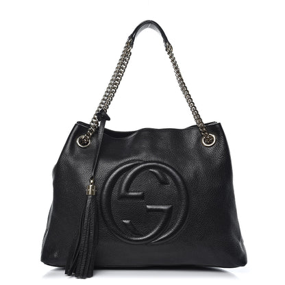 Gucci Pebbled Calfskin Medium Soho Chain Shoulder Bag Black 1 of 15