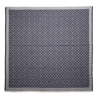 Louis Vuitton Wool Silk Monogram Denim Shawl Blue 1 of 5