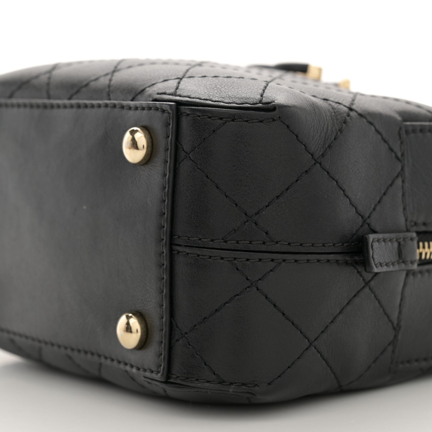 Calfskin Stitched Covered CC Camera Case Bag Black