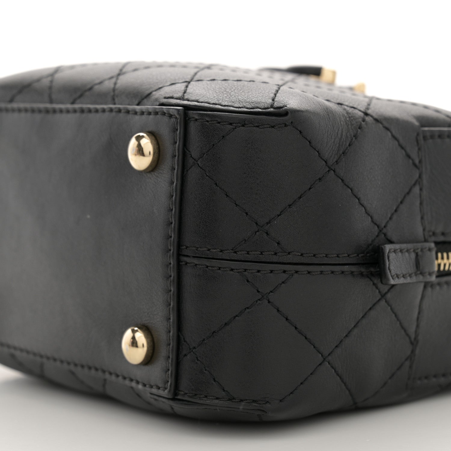 Chanel Calfskin Stitched Covered CC Camera Case Bag Black 10 of 12
