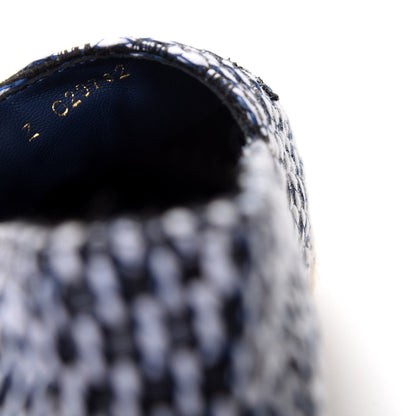 Chanel Tweed Grosgrain CC Espadrilles 38 Black Navy White 10 of 11