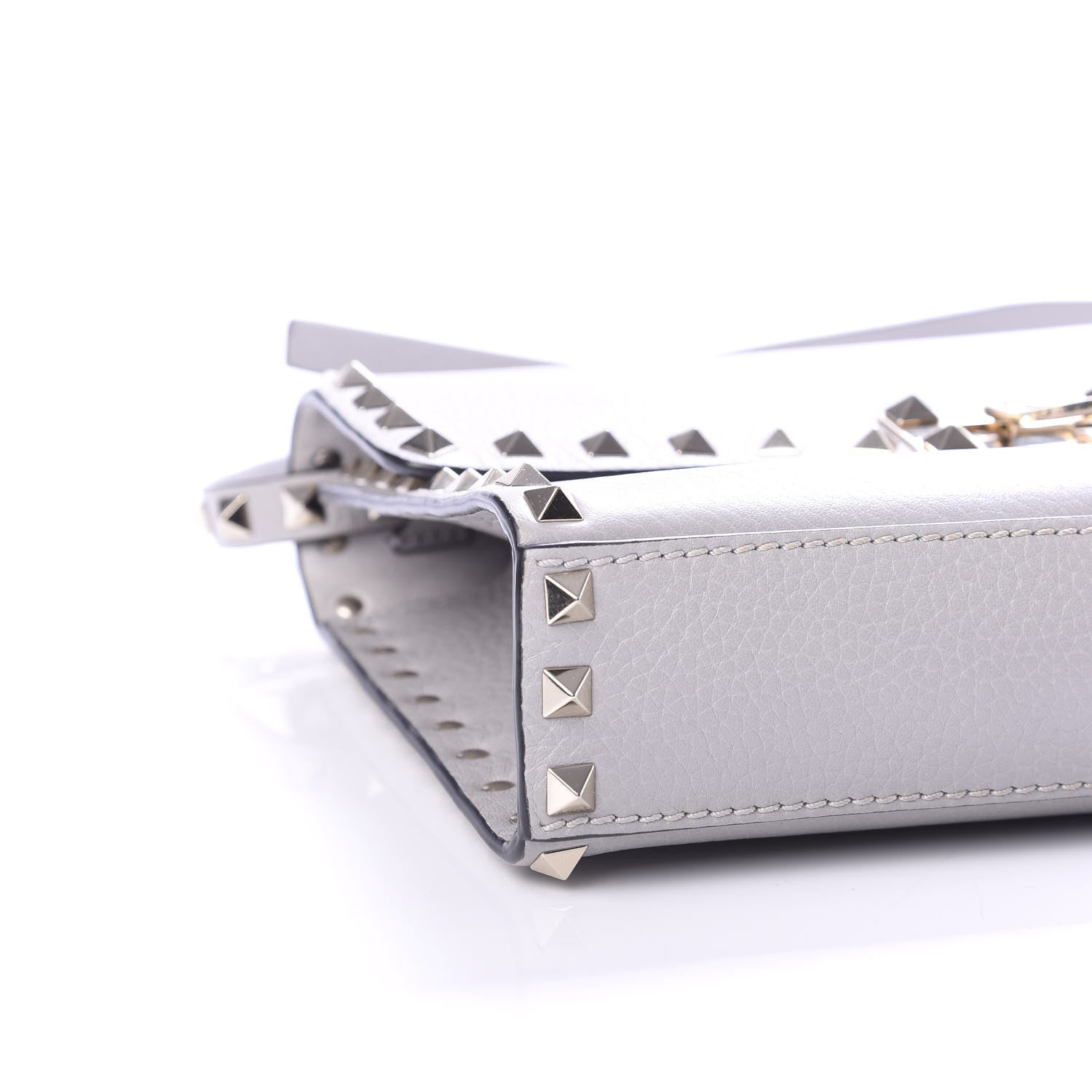 Valentino Garavani Pebbled Calfskin Medium Rockstud Flip Lock Crossbody Bag Pastel Grey 8 of 10