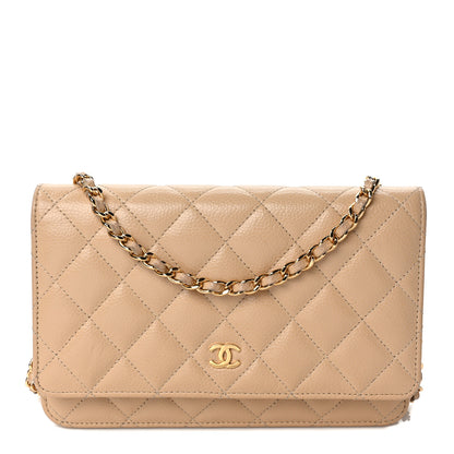 Chanel Caviar Quilted Wallet on Chain WOC Dark Beige 1 of 10
