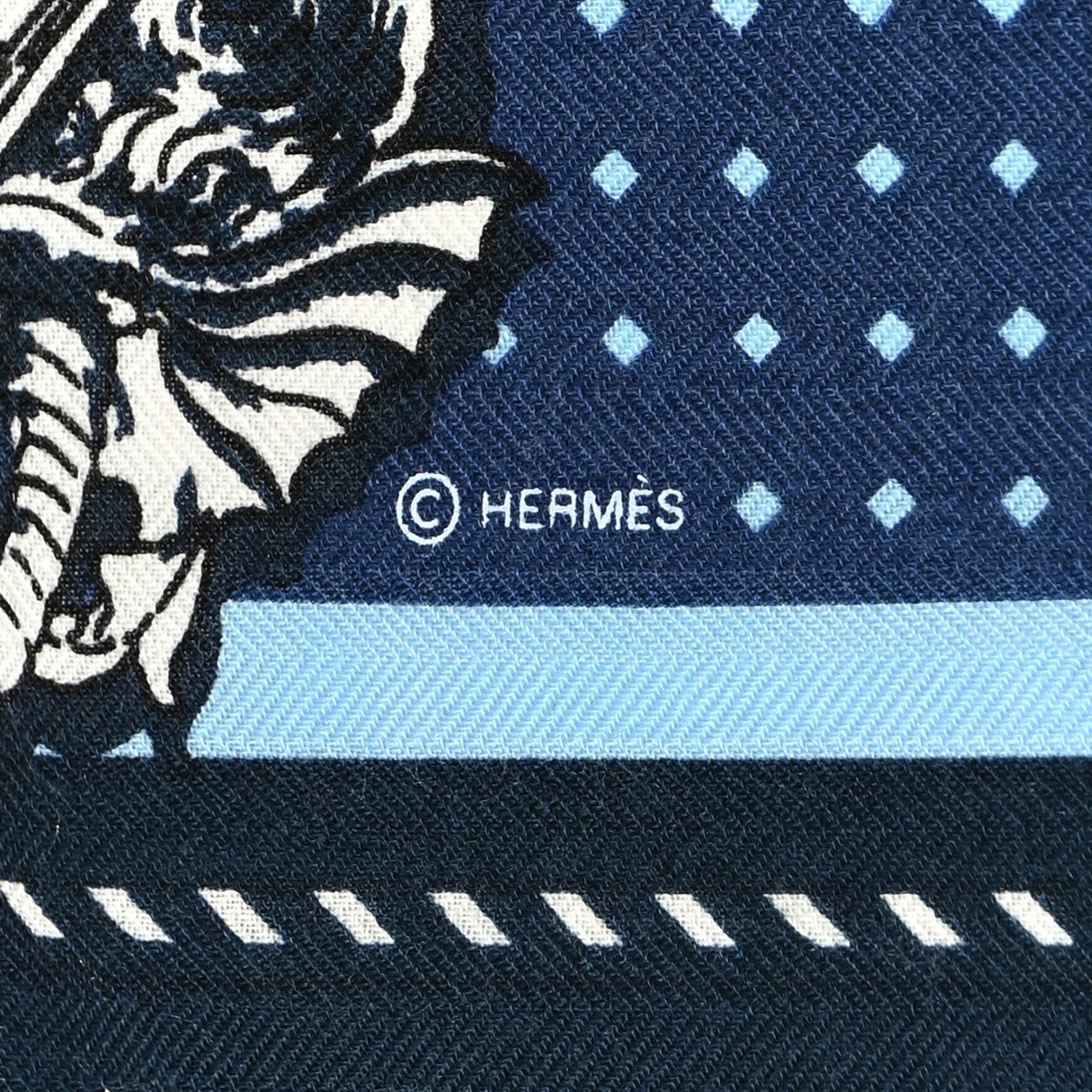 Hermes Silk Harnais De Cour Bandana Shawl 140 Marine Bleu Ciel 4 of 7