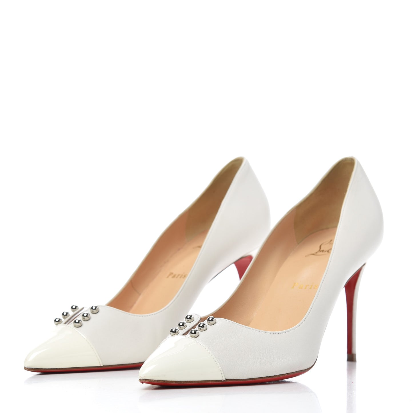 Nappa Patent Studded Predupump 85 Pumps 39.5 White