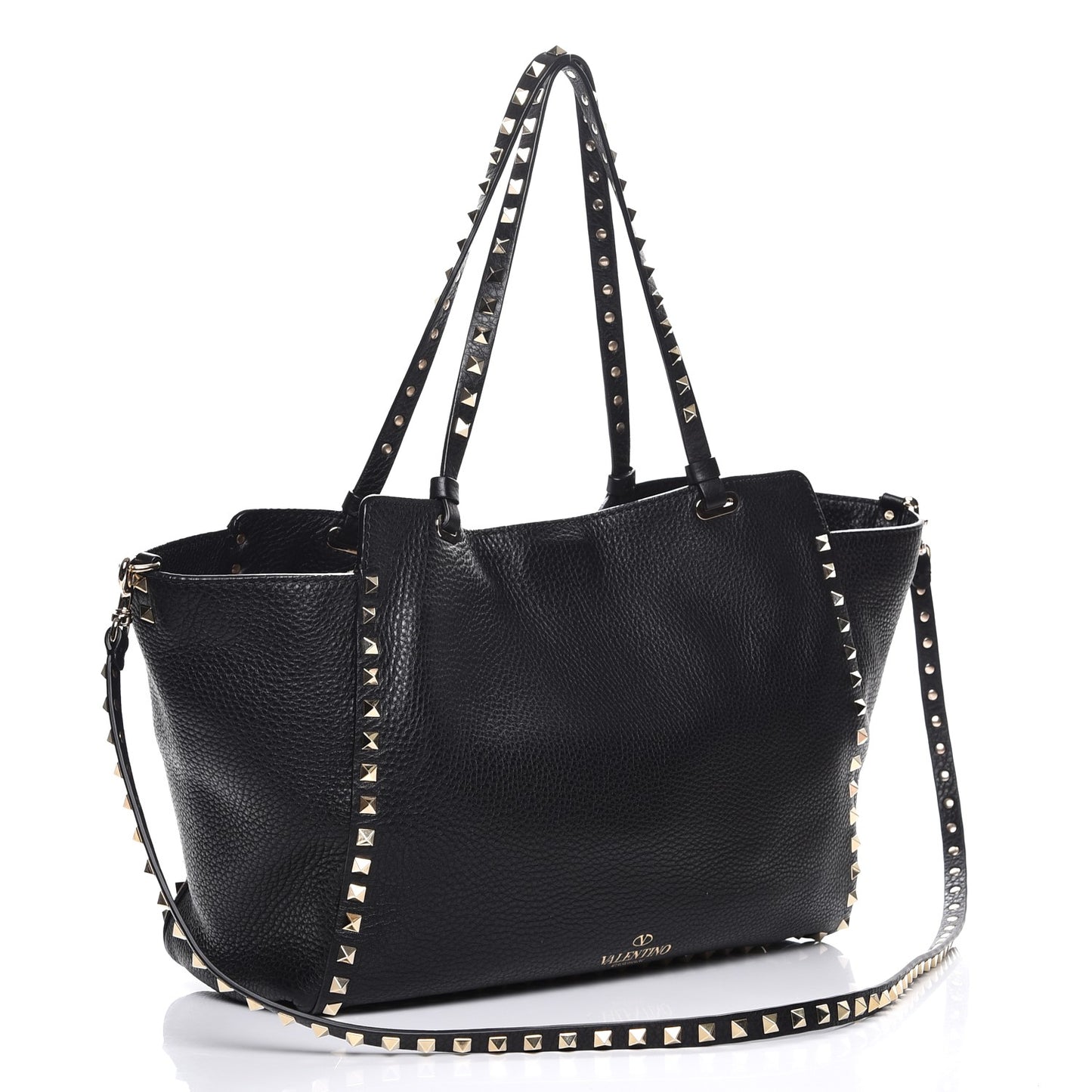 Alce Printed Calfskin Medium Rockstud Tote Black