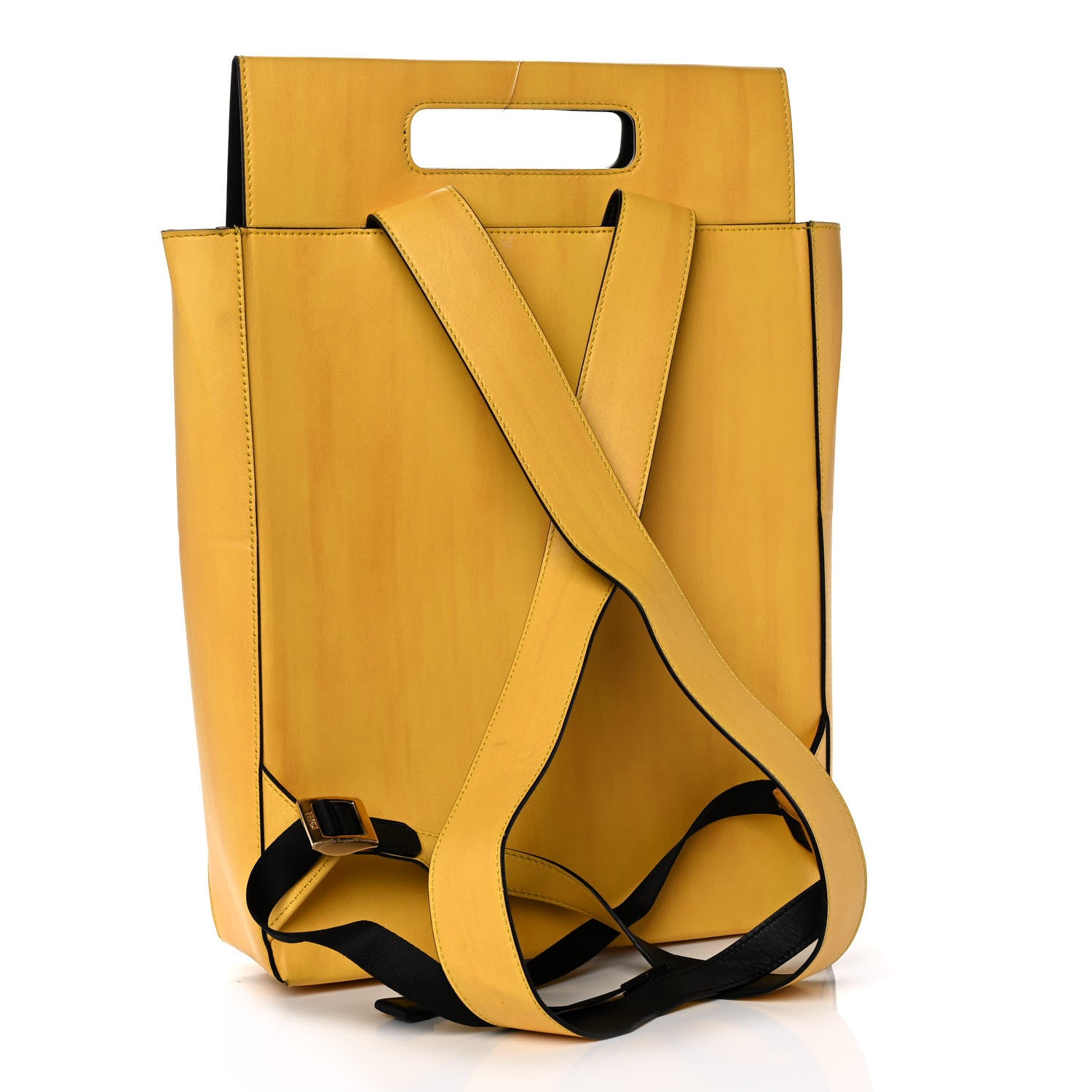 Fendi Vitello Fluffy Logo Fendi Pack Backpack Yellow Box Black 2 of 12