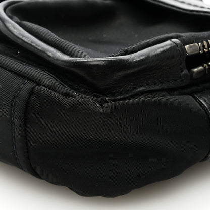 Prada Soft Calfskin Buckle Shoulder Bag Black 8 of 8