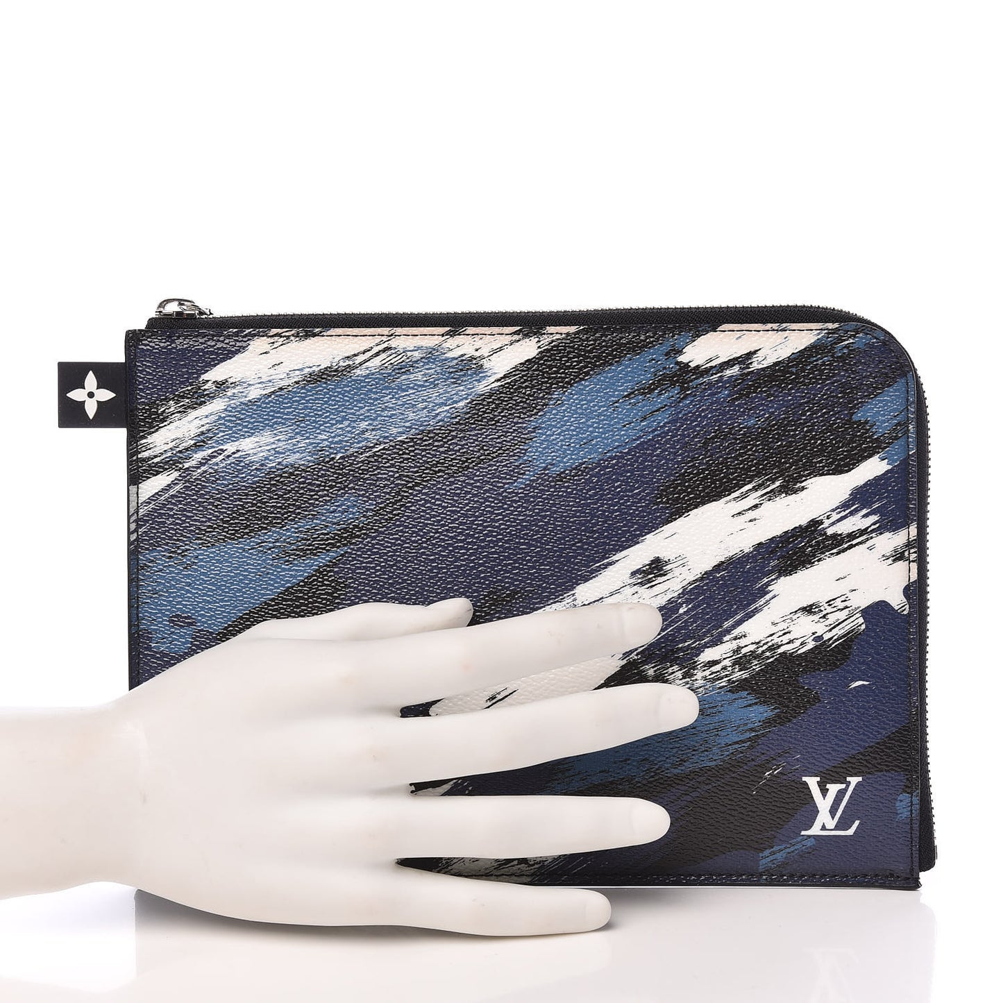 Canvas Printed Brushstroke Camouflage Pochette Jour PM Blue