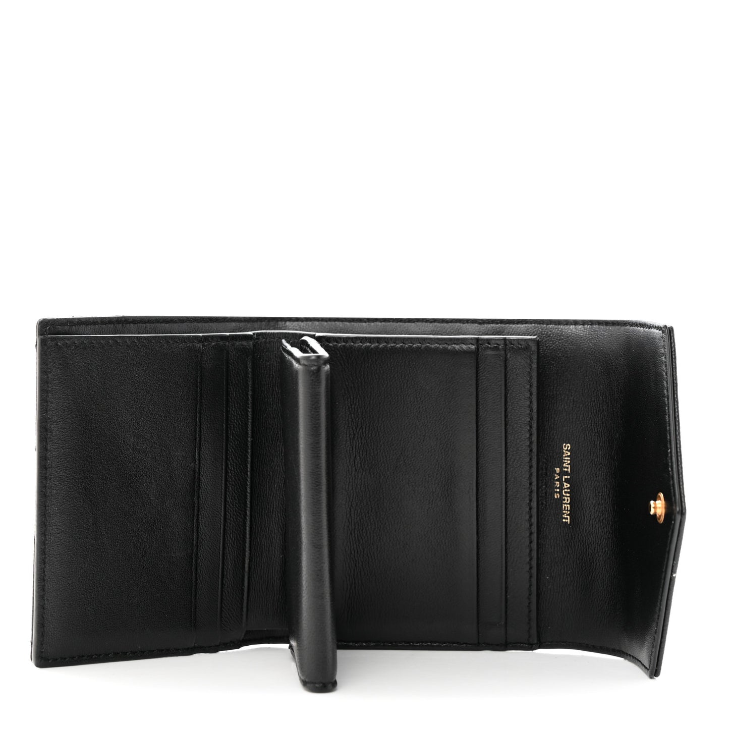 Grain De Poudre Matelasse Chevron Monogram Compact Tri Fold Wallet Black