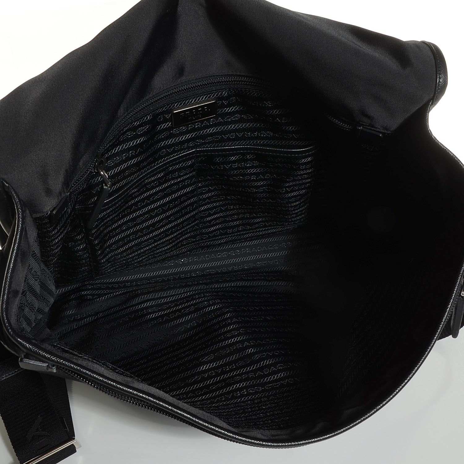 Prada Tessuto Nylon Saffiano Messenger Satchel Black 5 of 8