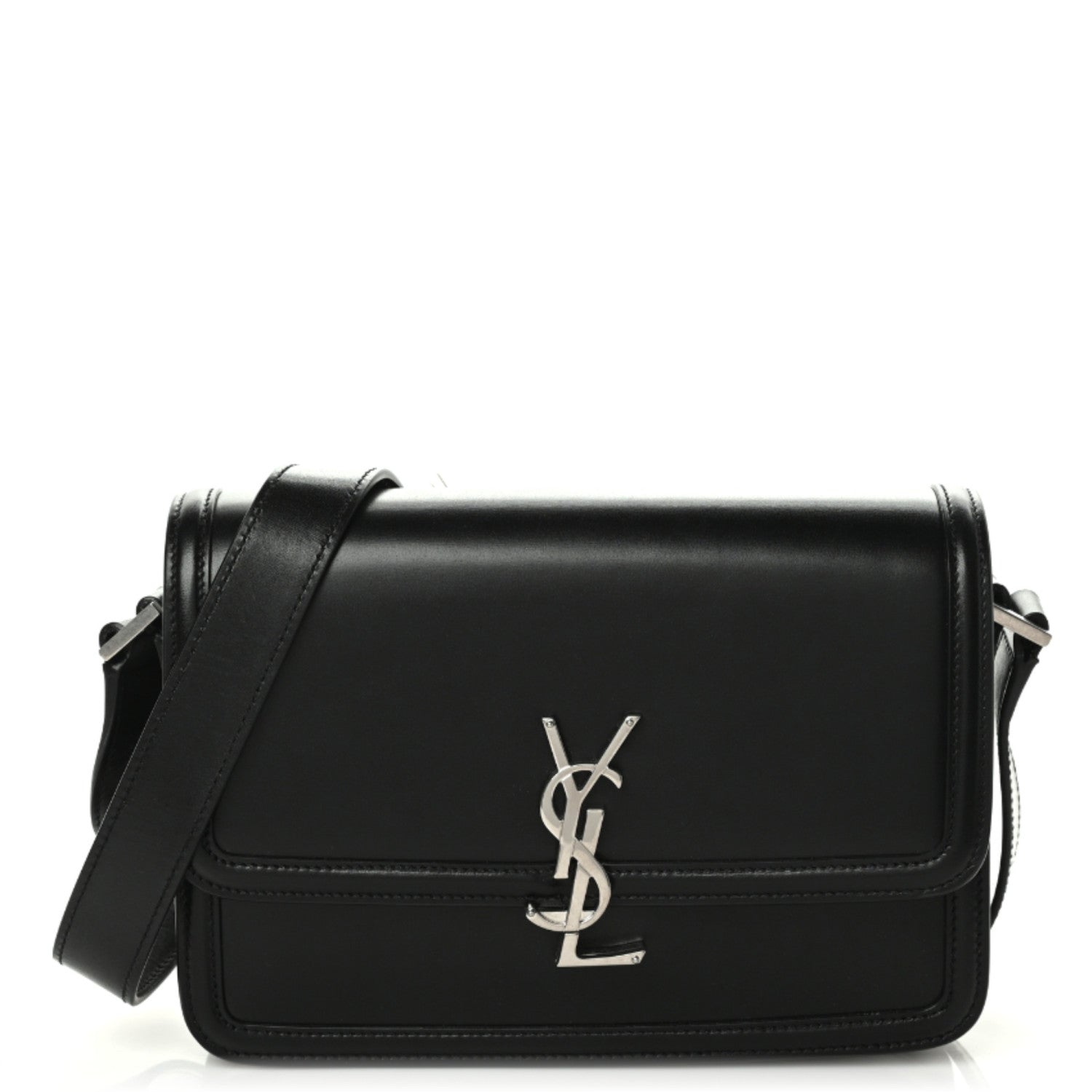 Saint Laurent Box Calfskin Monogram Medium Solferino Satchel Black 1 of 9