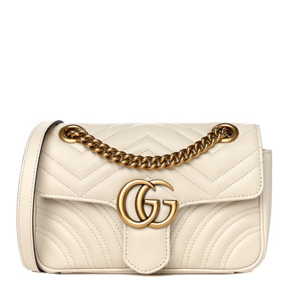 Gucci Calfskin Matelasse Mini GG Marmont Shoulder Bag White 1 of 21