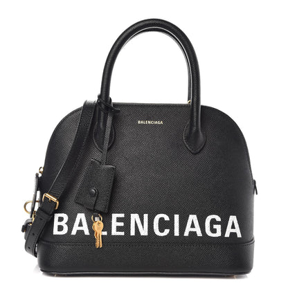 Balenciaga Signature Grained Calfskin Logo S Ville Top Handle Bag Black 1 of 9