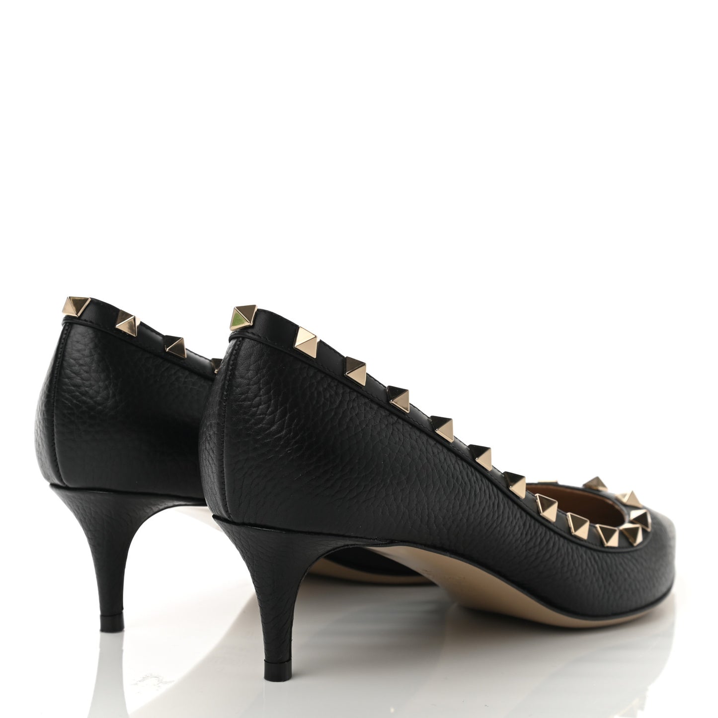 Pebbled Calfskin Rockstud 50mm Pumps 37.5 Black
