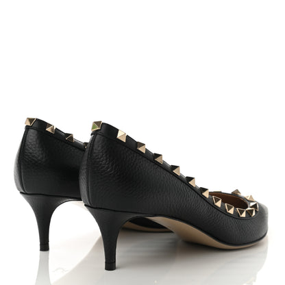 Valentino Garavani Pebbled Calfskin Rockstud 50mm Pumps 37.5 Black 4 of 8
