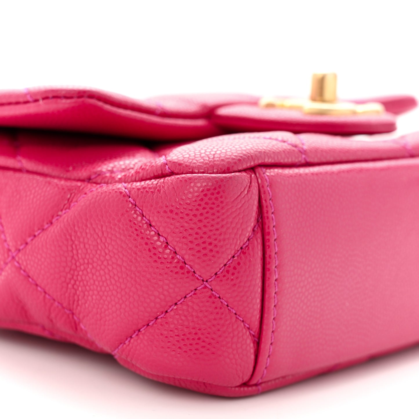 Caviar Quilted Mini Twist Your Buttons Flap Fuchsia
