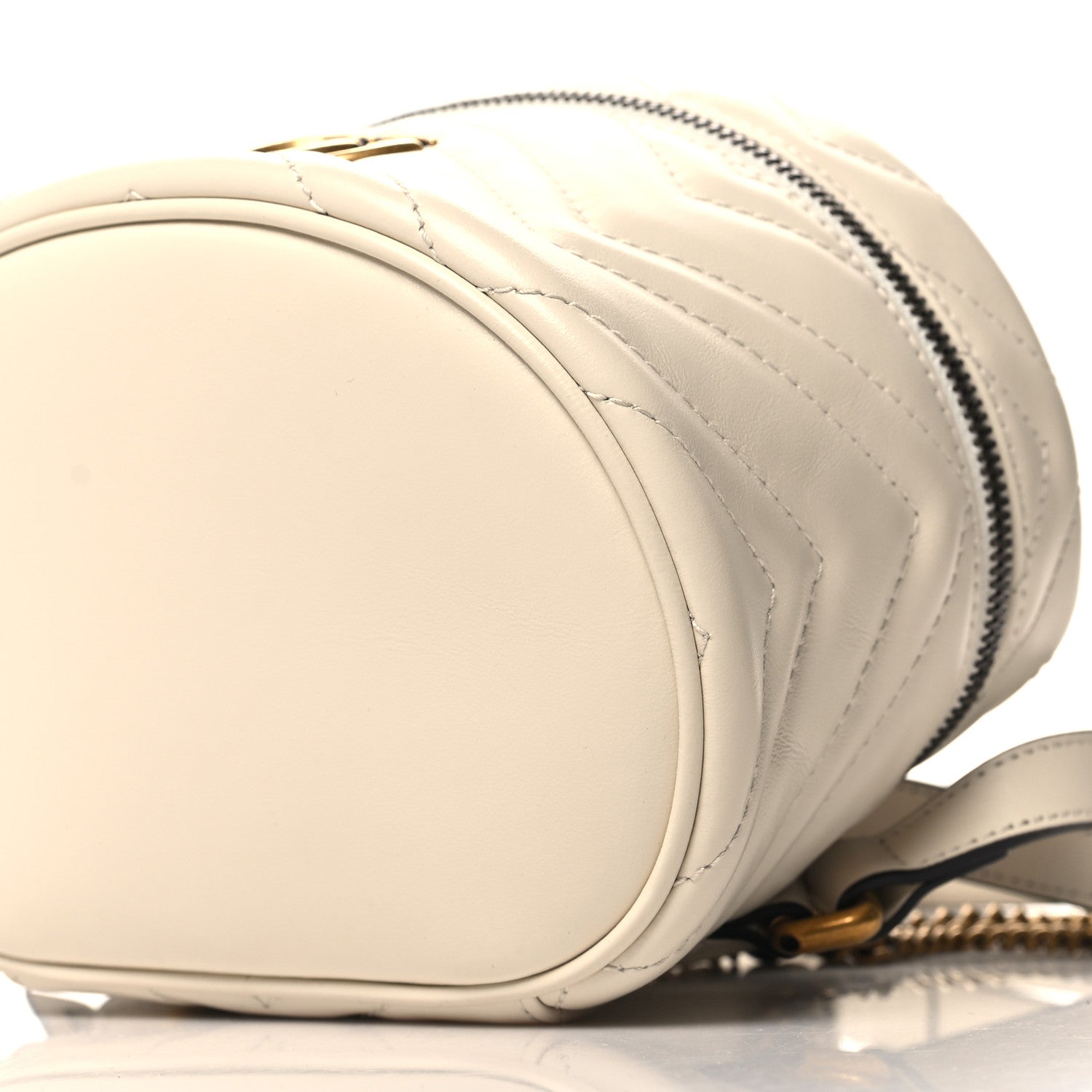 Gucci Calfskin Matelasse Mini GG Marmont Round Backpack White 1495457