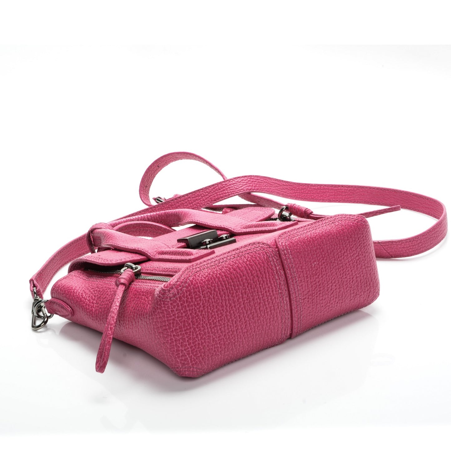 3.1 Textured Calfskin Mini Pashli Satchel Bright Fuchsia