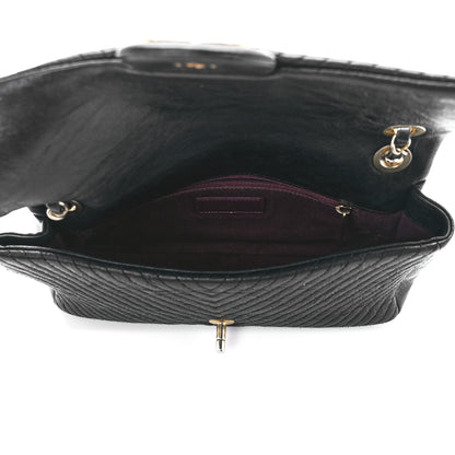 Chanel Calfskin Chevron Quilted Medium Surpique Flap Black 6 of 14