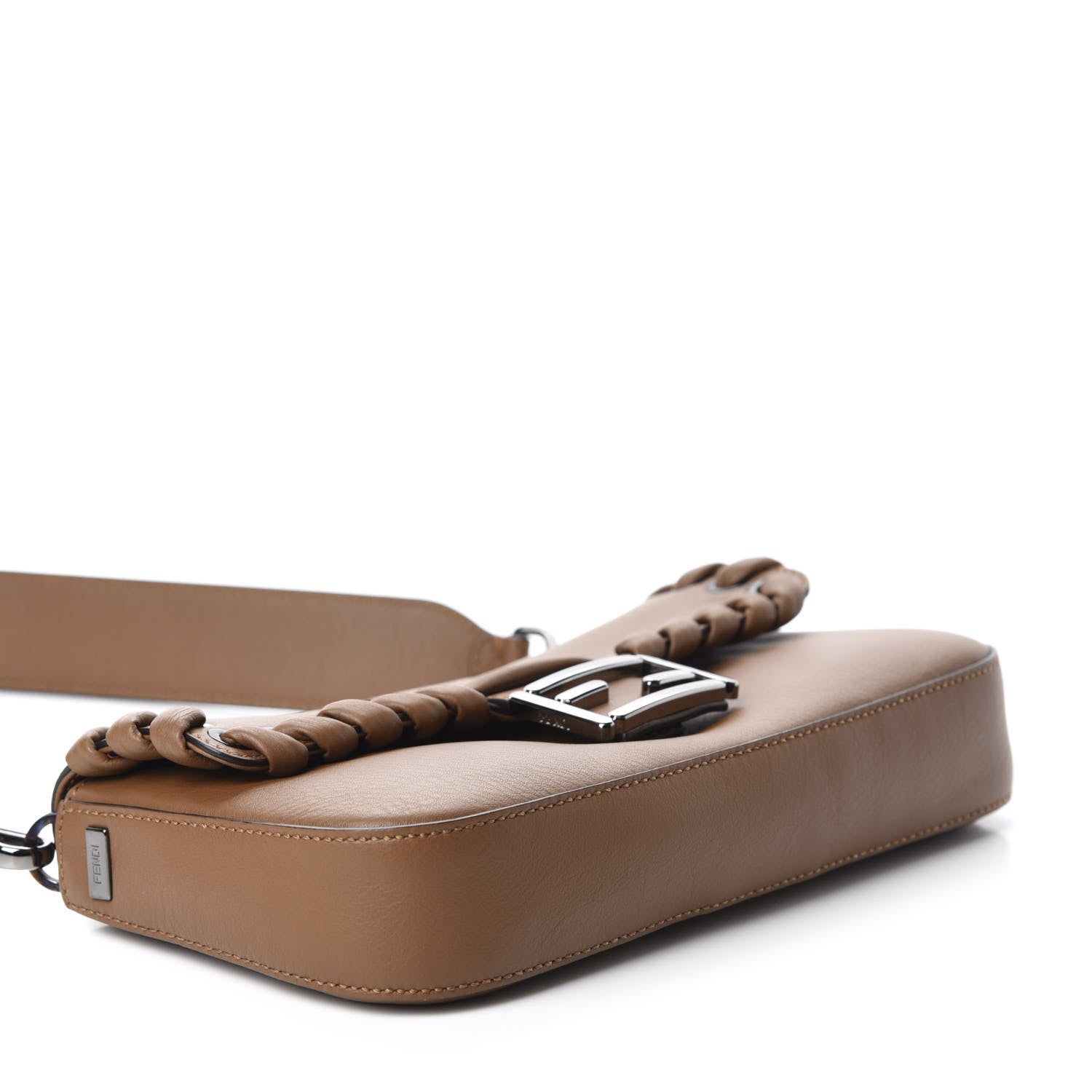 Fendi Vitello Dolce Lace Up Baguette Brownie 4 of 10