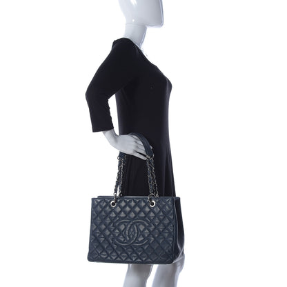 Chanel Caviar Quilted Grand Shopping Tote GST Dark Blue 3 of 11