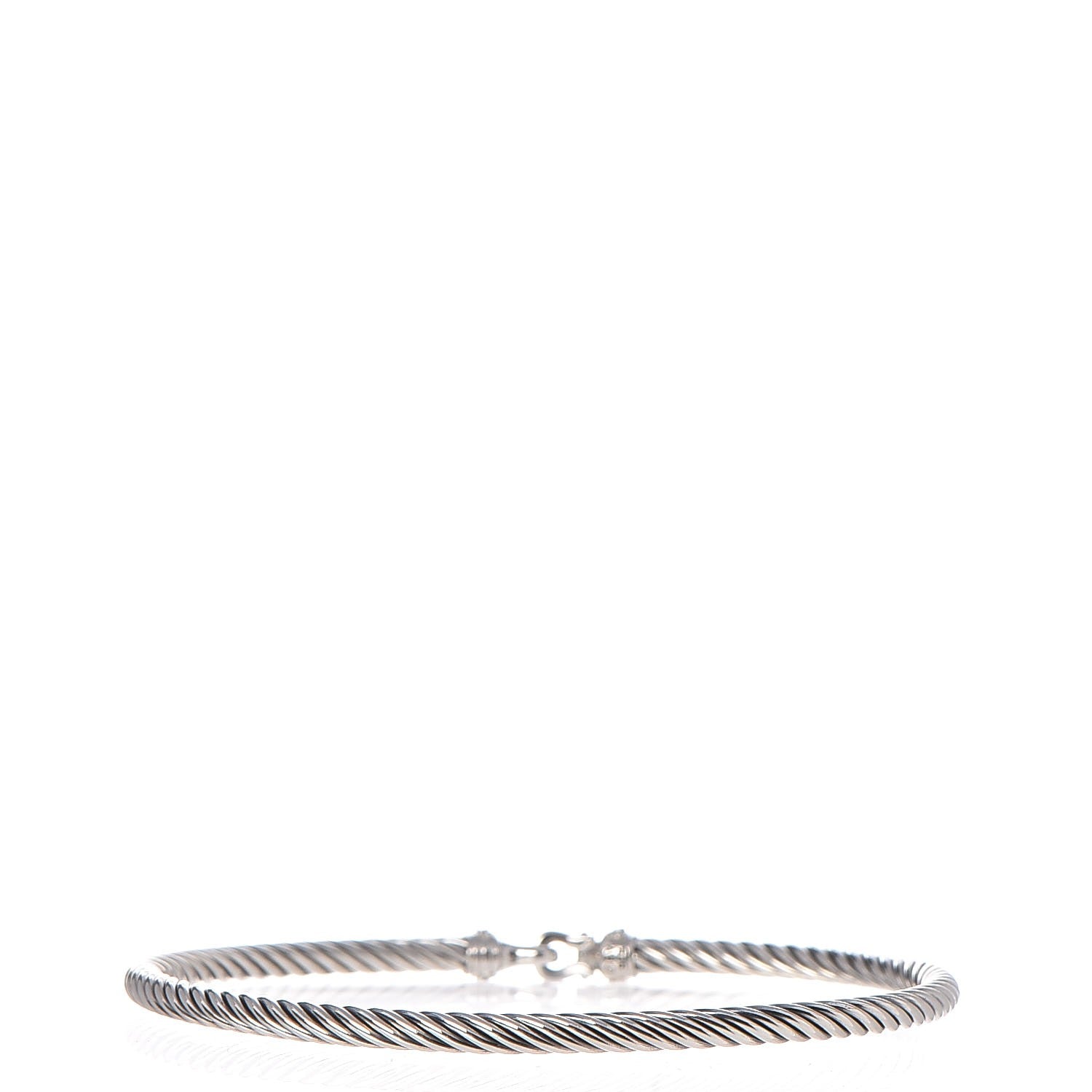 David Yurman Sterling Silver Diamond 3mm Cable Buckle Bracelet 3 of 5