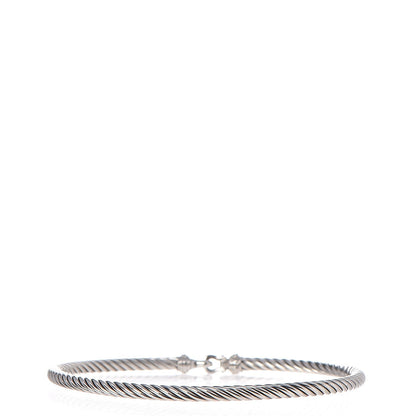 David Yurman Sterling Silver Diamond 3mm Cable Buckle Bracelet 3 of 5