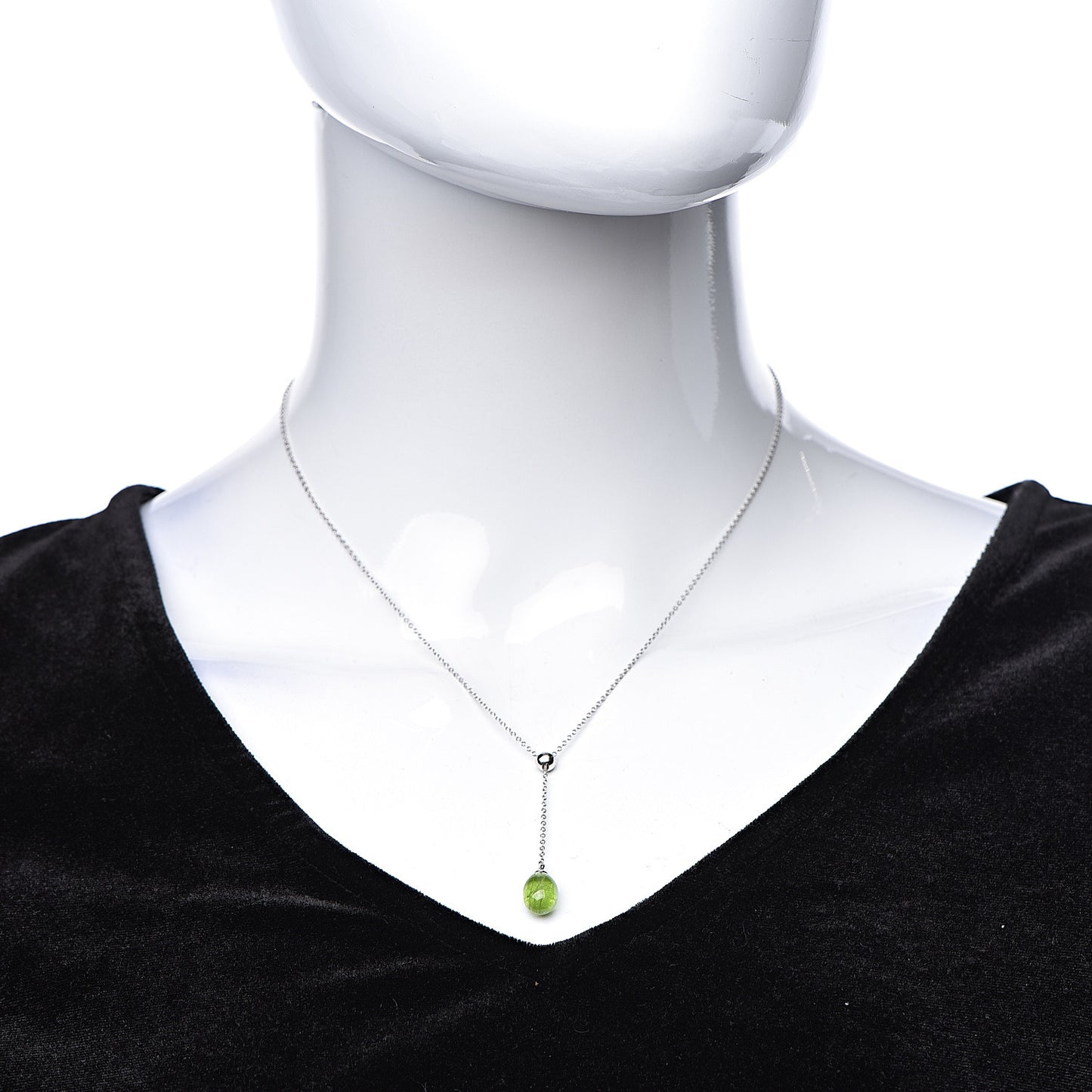 18K White Gold Peridot Rainbow Drops Pendant Necklace