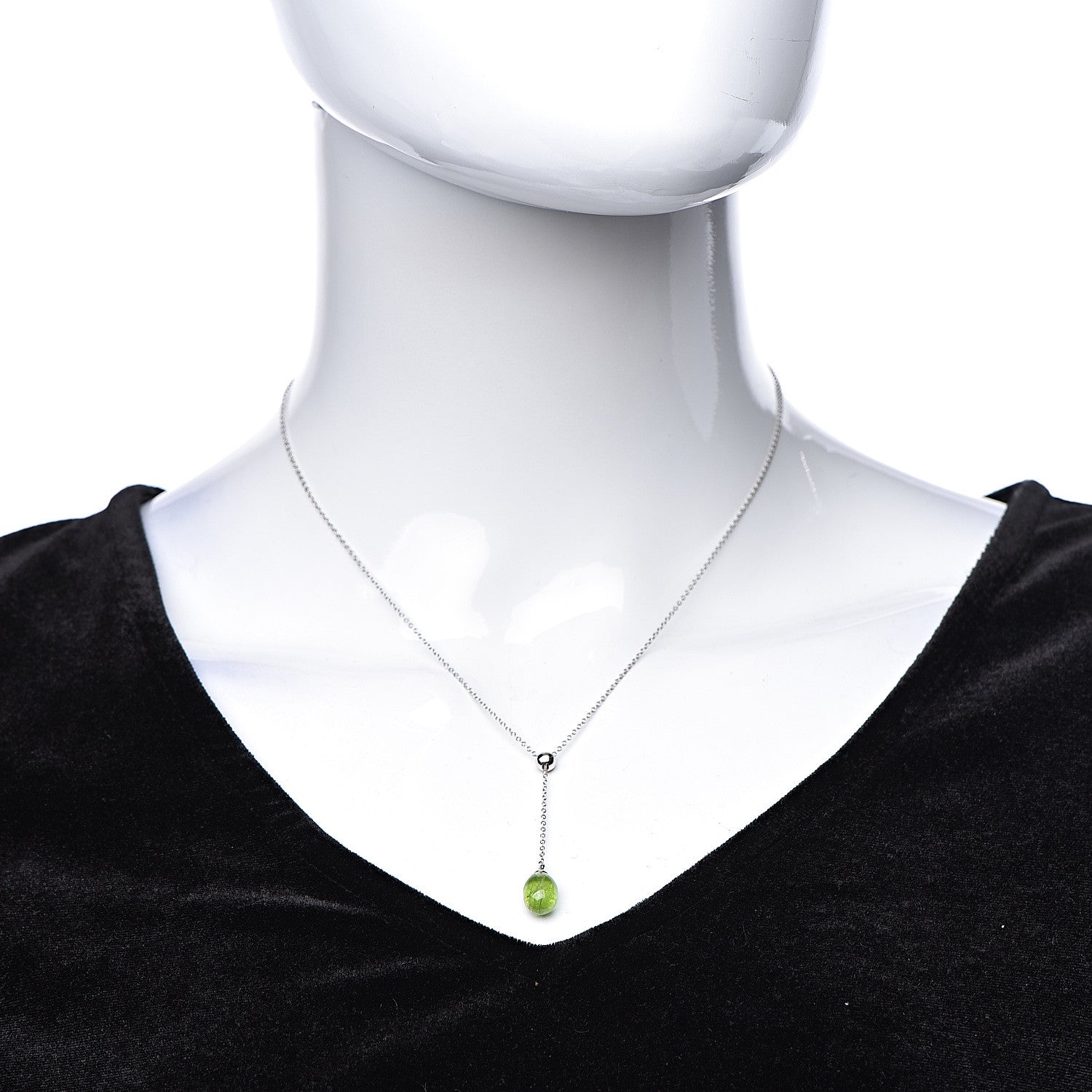 Tiffany 18K White Gold Peridot Rainbow Drops Pendant Necklace 2 of 8