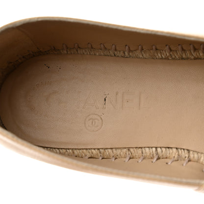 Chanel Lambskin CC Espadrilles 38 Beige Black 6 of 9