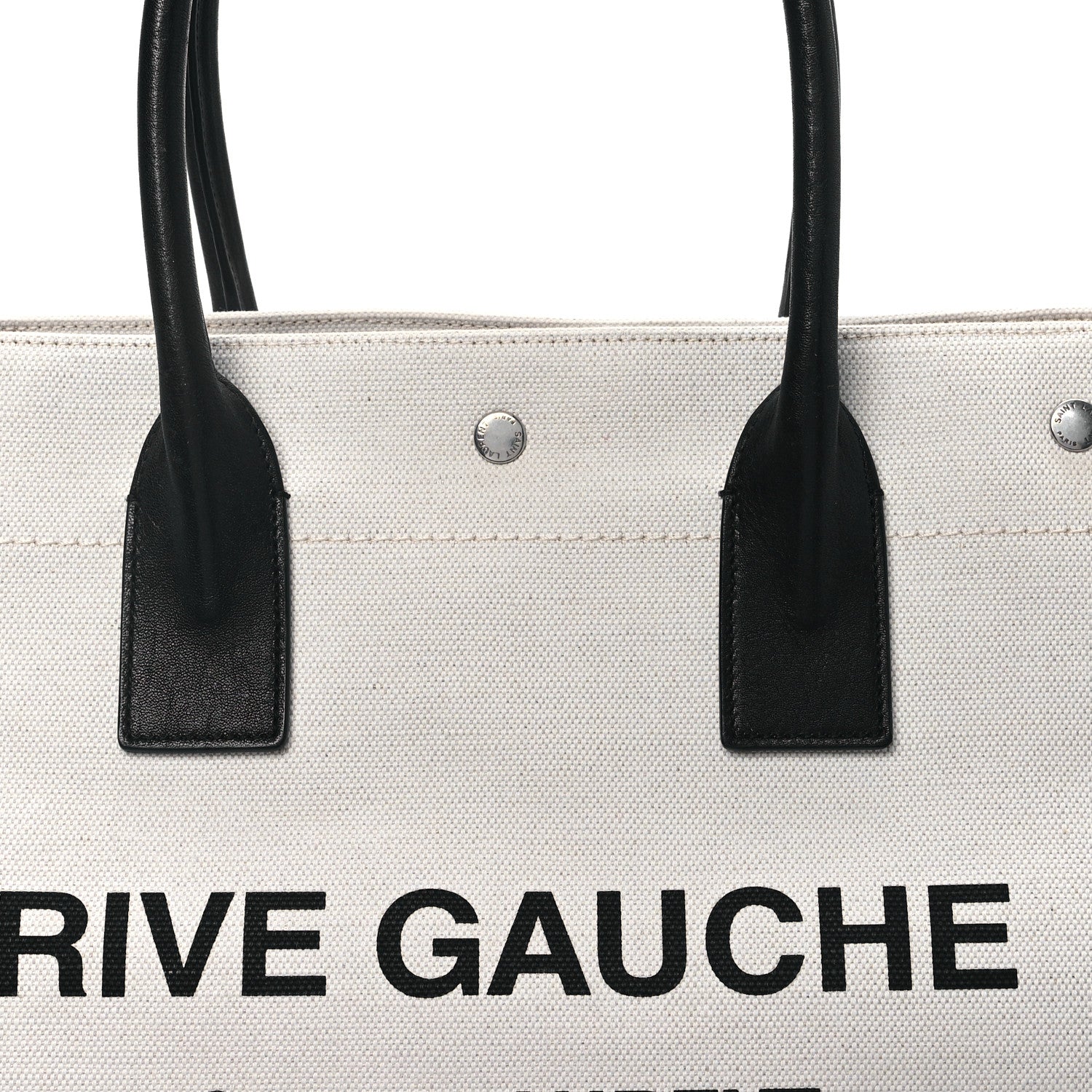 Saint Laurent Linen Calfskin Small Rive Gauche Tote Greggio Natural 8 of 13