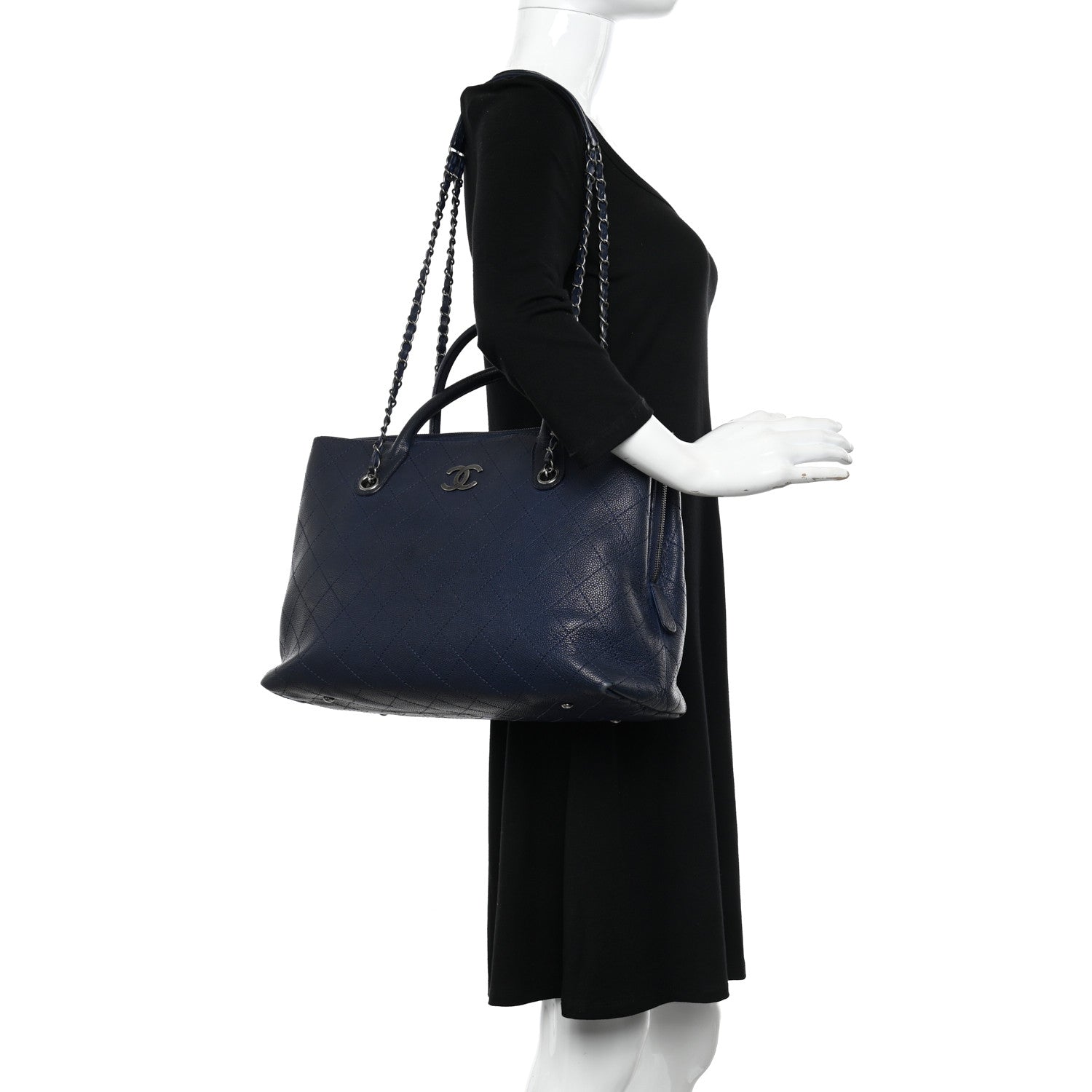 Chanel Grained Vegetal Calfskin Urban Shopping Tote Blue 2 of 19