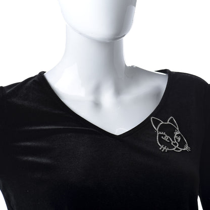 Chanel Strass Crystal Emoji Choupette Cat Brooch Silver 2 of 5