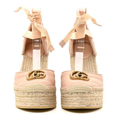 Gucci Nappa Matelasse GG Marmont Ankle Wrap Platform 35/120mm Espadrille Wedges 37.5 Skin Rose 2 of 14