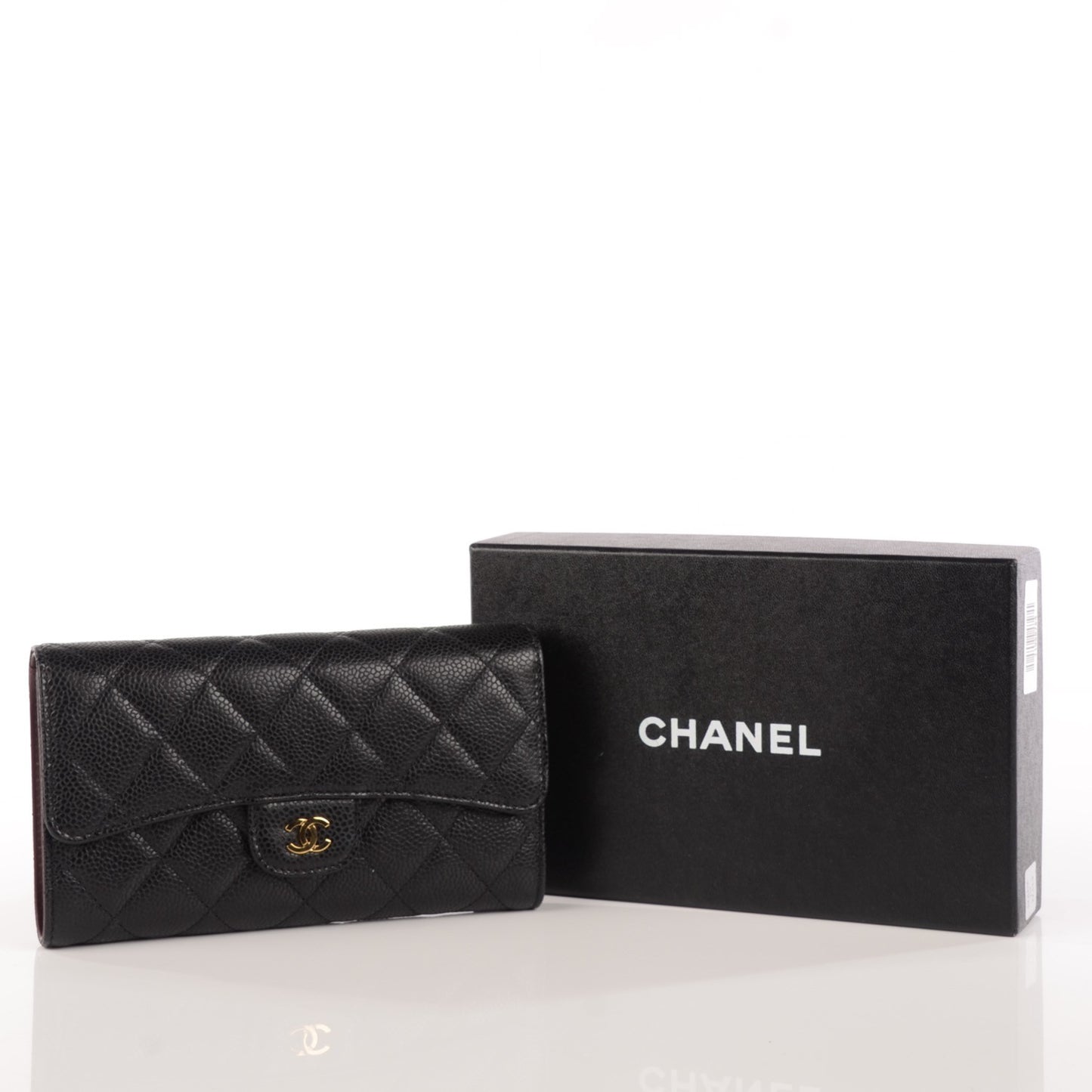 Caviar Quilted Large Flap Wallet Black